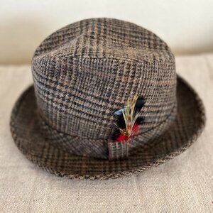 Stetson Men's Plaid Wool Felt Debonair Sophisticated Tweed Fedora Hat Sz 7 1/4"